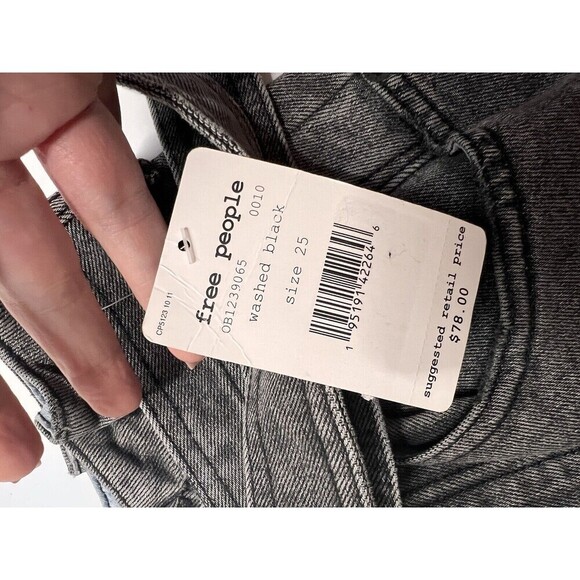 Free People East Of Eden Button Fly Denim Black Jean Skirt Belted   Sz 25 /S NWT - Picture 4 of 8